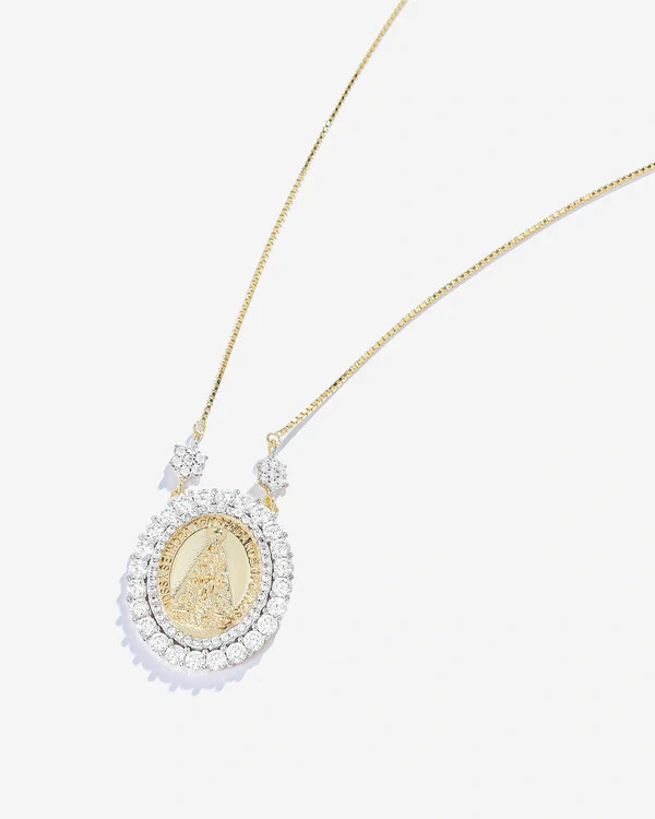 Colar Nossa Senhora Aparecida - Moissanite 0.3ct - Prata 925