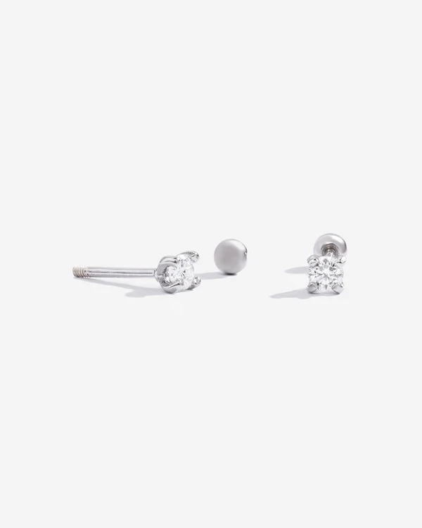 Brinco Solitário Judy - Moissanite 3 mm - 0.2ct - Prata 925