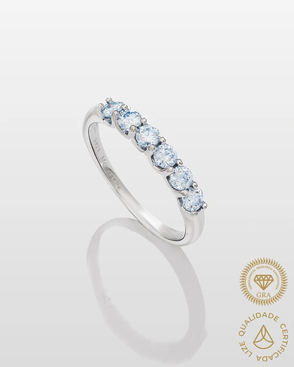 Anel Aparador Moissanite Classic Color - 3 mm - 0.1ct - Prata 925