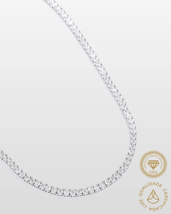 Colar Riviera Aurora Moissanite - 3 mm - 40cm Prata 925