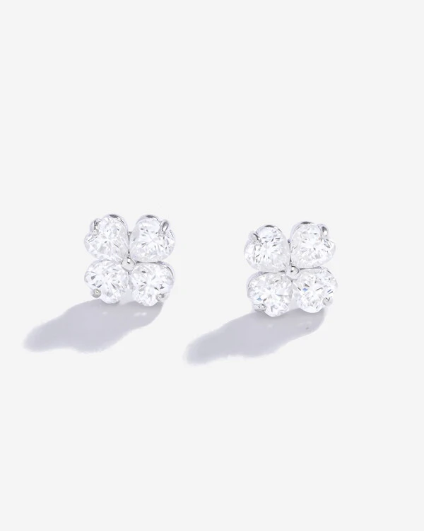 Brinco Trevo Moissanite P- 4x4mm 2.4ct- Prata 925