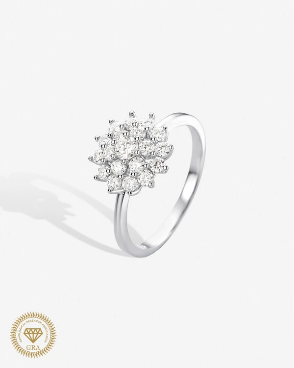 Anel Floraly Moissanite - 3mm - 0.74ct - Prata 925