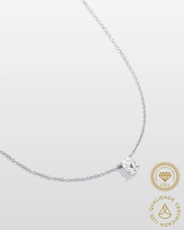 Colar Arles Moissanite - 7,5 mm - 1.0ct - 4 garras - Prata 925