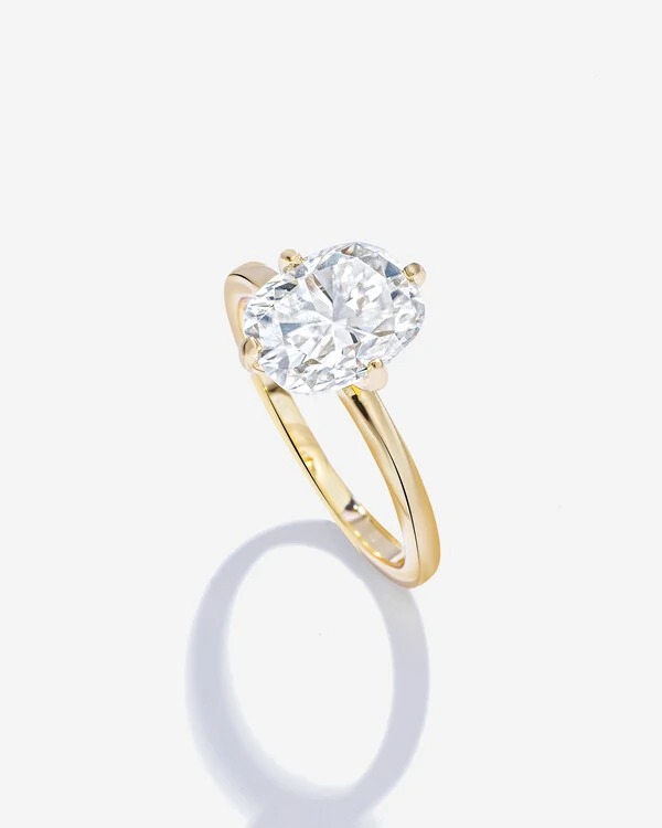 Anel Solitário Elena - Moissanite - 10 mm- 4.0ct - 4 Garras - Prata 925