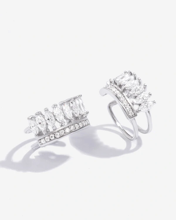 Piercing Melanie ( Duplo) - Moissanite 2 x 4 mm - 1.27ct- Prata 925