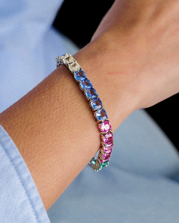 Pulseira Riviera Square Colors - 6mm - 4 garras - 16cm