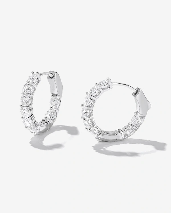 Brinco Argola Eternity - P - Moissanite 3,5 mm- 2.47ct- Prata 925