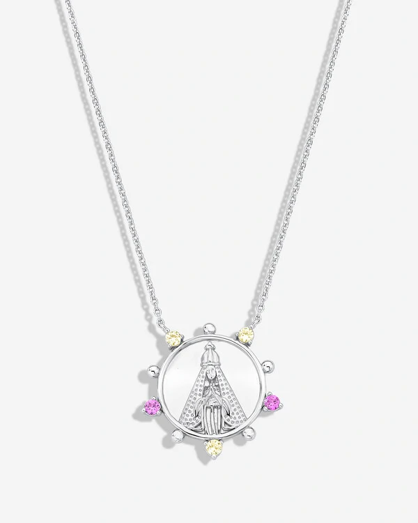 Colar Medalha Nossa Senhora Aparecida Colors - Prata 925