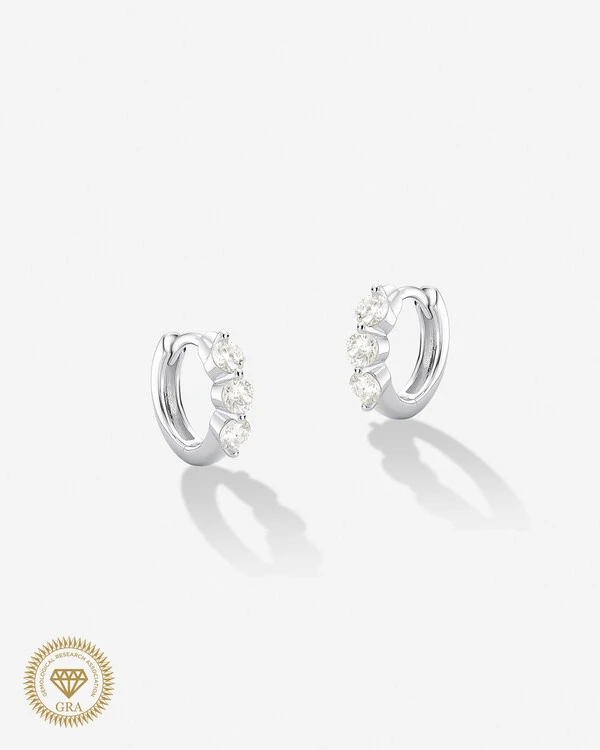 Brinco Argola Nina Moissanite 0.1ct - 3mm - Prata 925