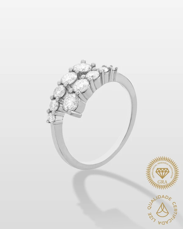 Anel Tiana Ajustável - Moissanite - 1.0ct - 6,5 mm - Prata 925