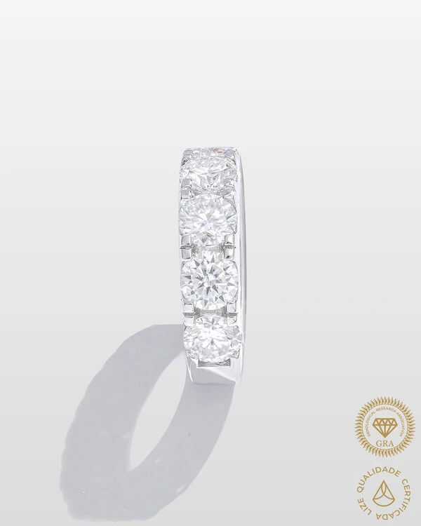 Anel Aparador Russo Line - Moissanite - 5 mm- 0.5ct - Prata 925