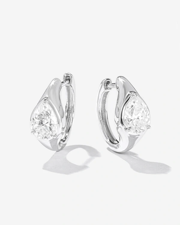 Brinco Argola Gota Rita - Moissanite 6 mm x 8 mm - 2.5ct- Prata 925