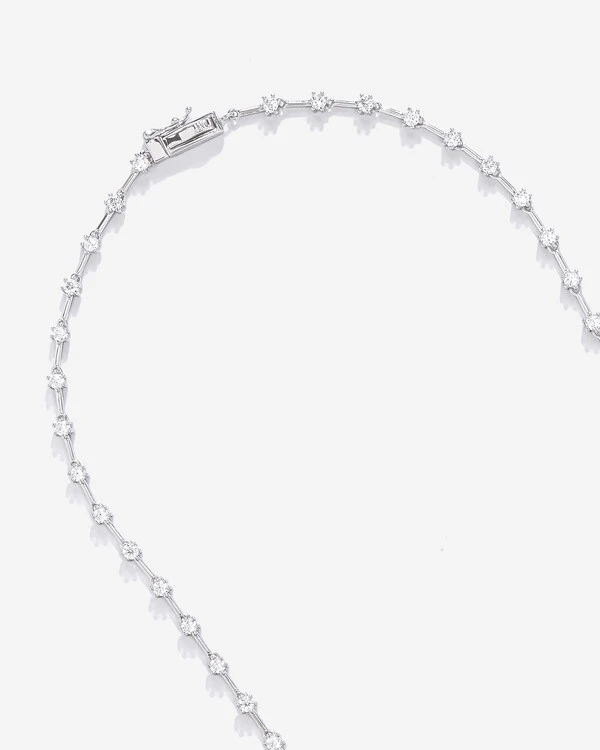 Colar Riviera Fio Faca Laiza- Moissanite - 6mm- 13,2ct - Prata 925