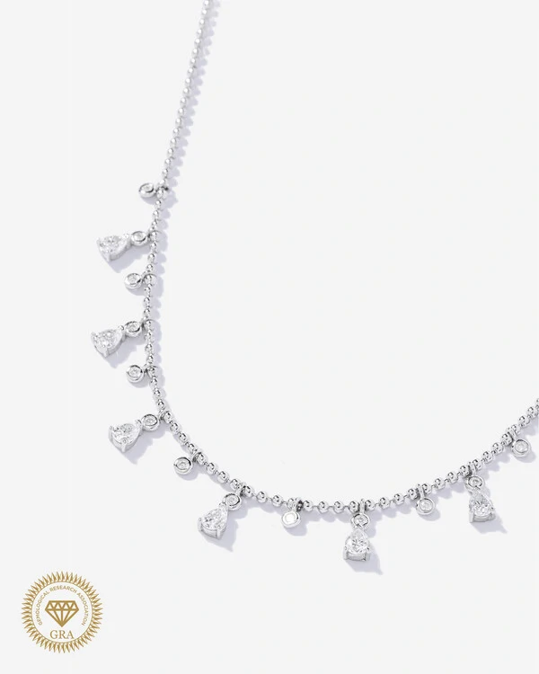 Colar Astrid Moissanite - Gota: 4 mm x 3 mm - Ponto De Luz: 1,5 mm - Prata 925
