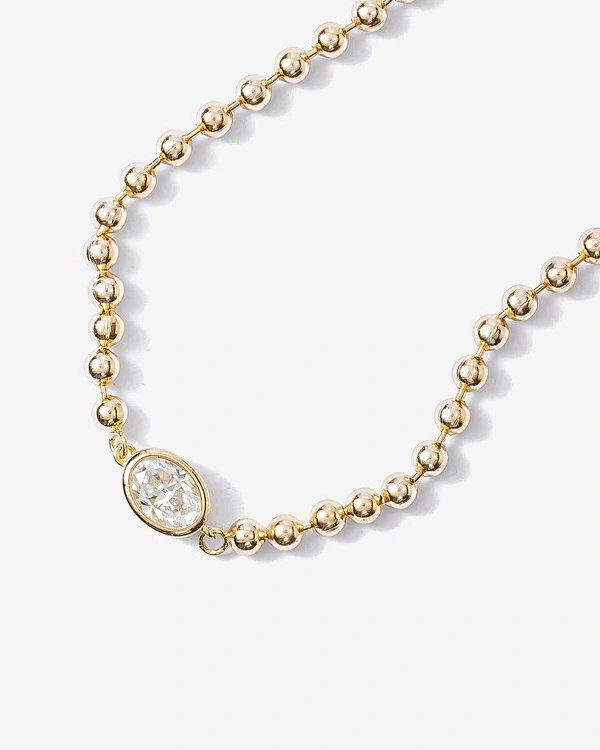 Colar de Bolinhas Kelly - Moissanite 5 mm x 7 mm - 1.0ct - Prata 925