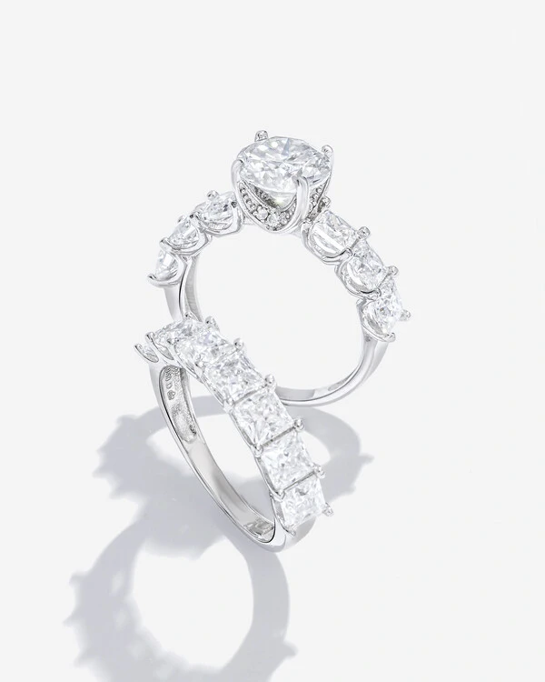Anel Duplo Josy - Moissanite - 8,5 mm- 7.78ct - Prata 925