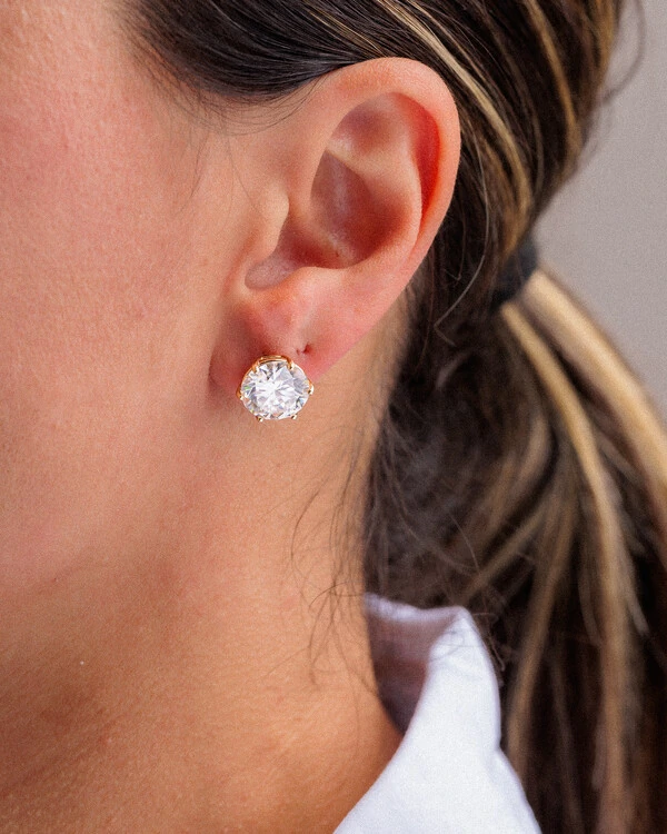 Brinco Glitz - Moissanite 11 mm - 10ct- 6 Garras - Prata 925