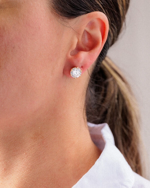 Brinco Glitz - Moissanite 9,5 mm - 7.0ct - 6 garras - Prata 925