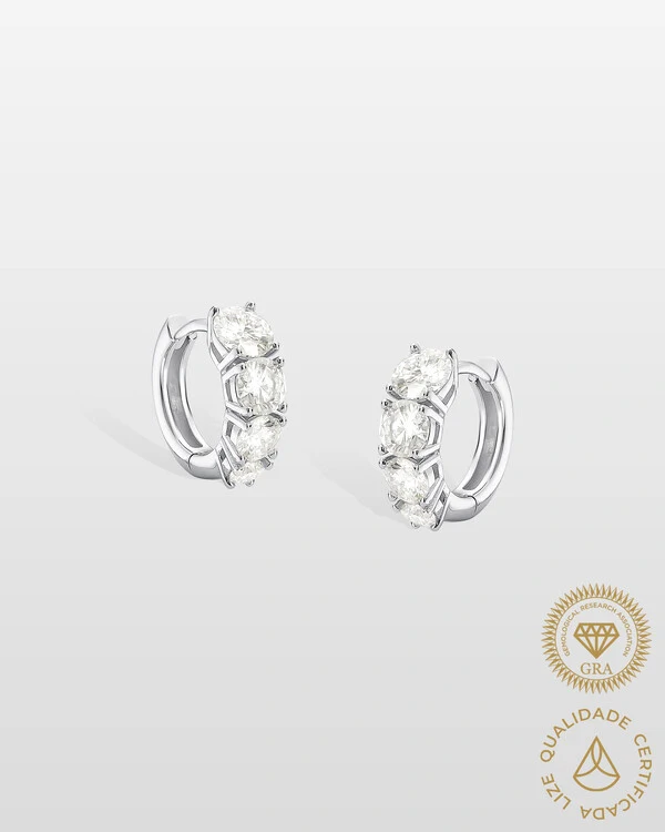 Brinco Argola Lis Moissanite 3.16ct - Prata 925