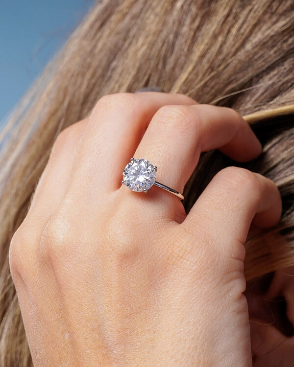 Anel Solitário Moissanite 10 mm - Prata 925