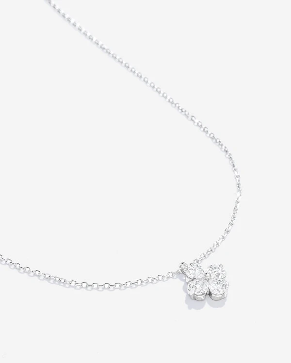 Colar Trevo Moissanite - 4x4mm - 1.2ct- Prata 925