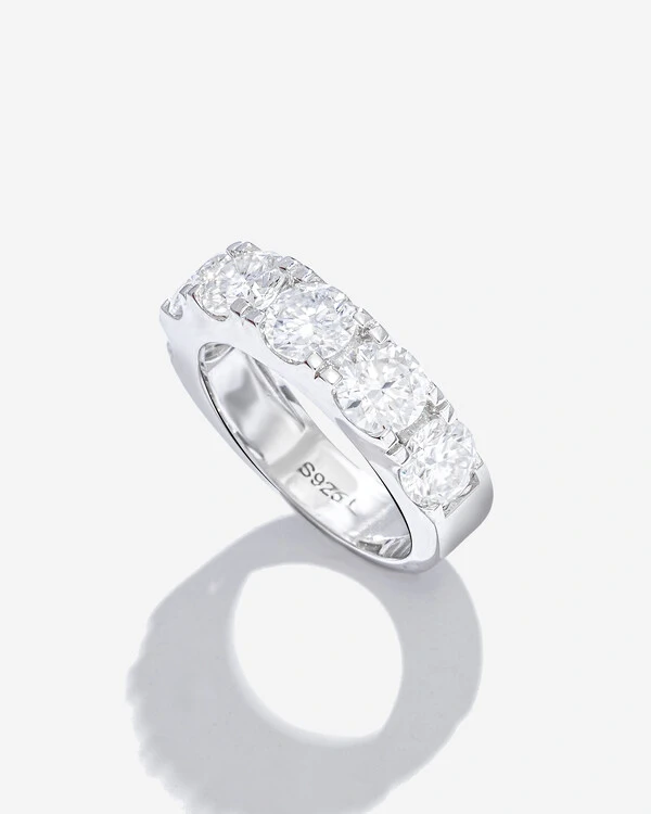 Anel Aparador Russo Line - Moissanite - 5 mm- 0.5ct - Prata 925