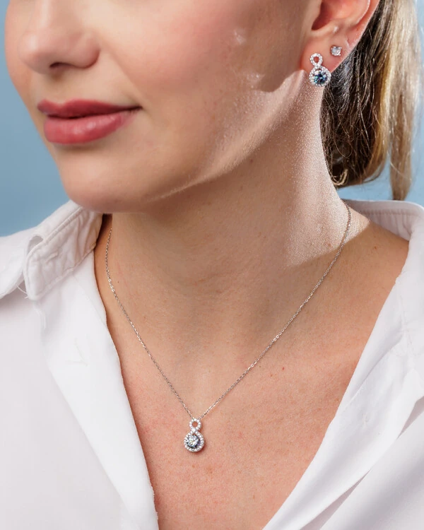 Colar Bright Lumini Moissanite Ciano - 6,5 mm - 1ct - Prata 925