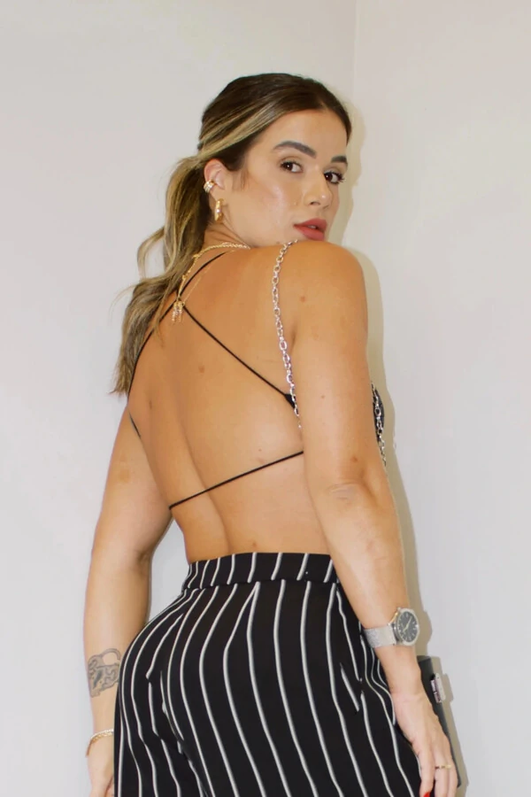 Cropped Paetê Frente Única