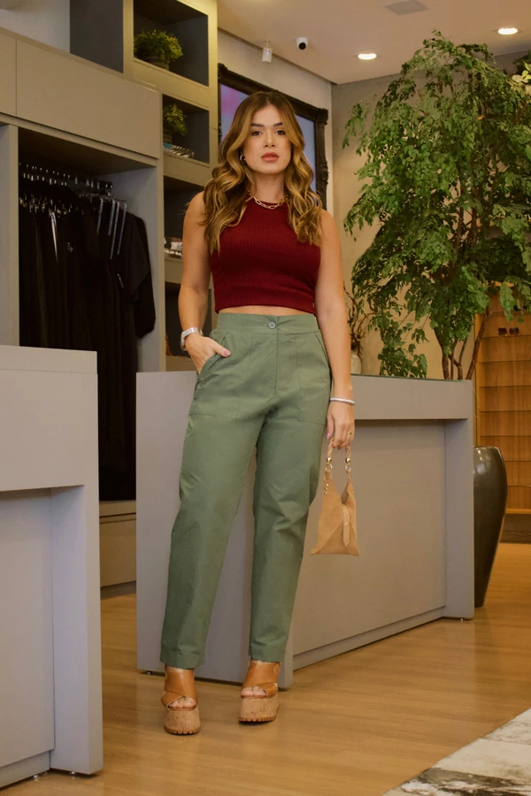 Calça Tricoline Cargo Sofia