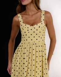 Vestido Amore Poá Amarelo