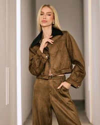 Jaqueta Camila Marrom e Preto