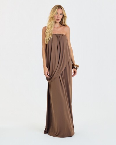Foto Vestido Longo Viola Marrom