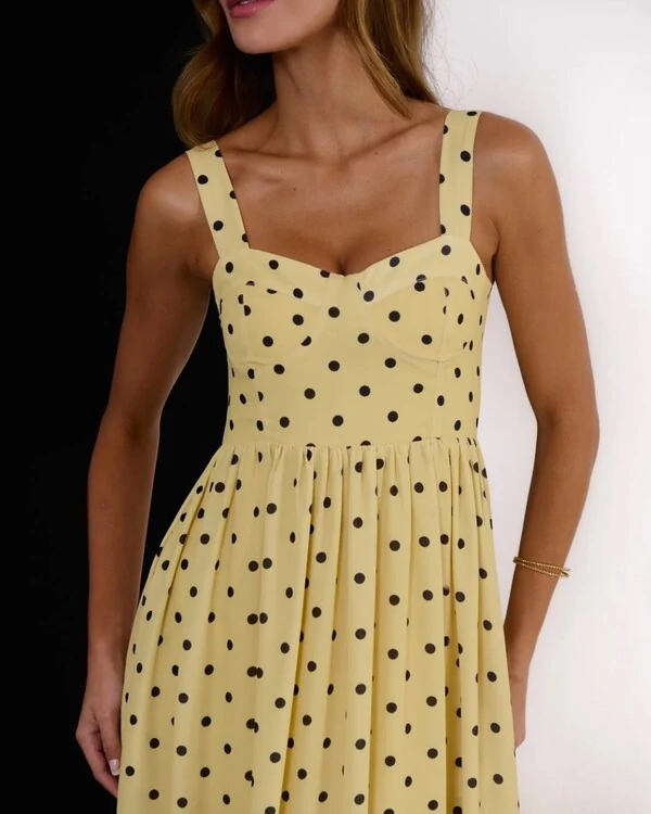 Vestido Amore Poá Amarelo
