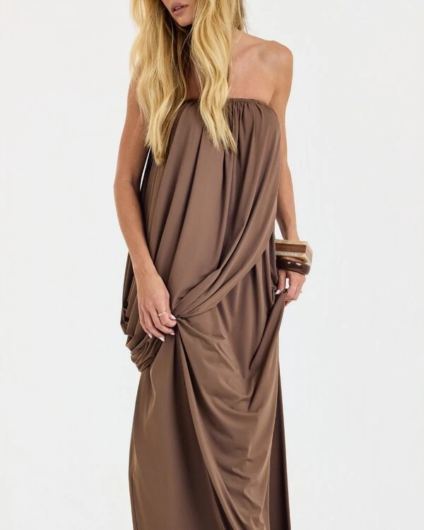Vestido Longo Viola Marrom