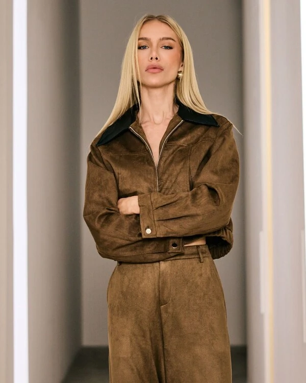 Jaqueta Camila Marrom e Preto