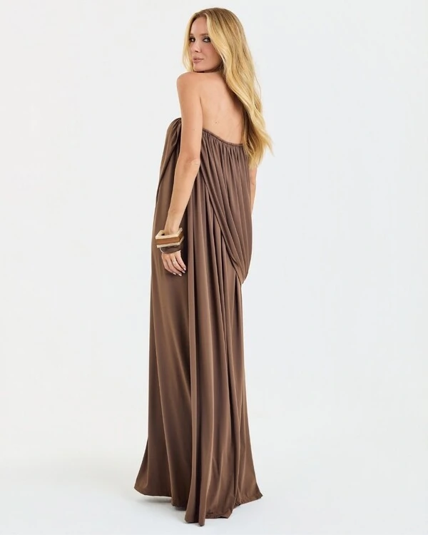 Vestido Longo Viola Marrom