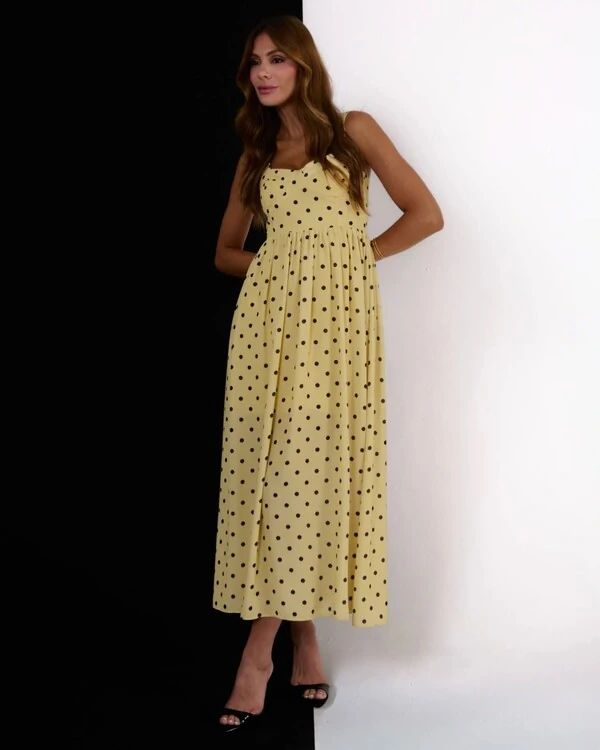 Vestido Amore Poá Amarelo