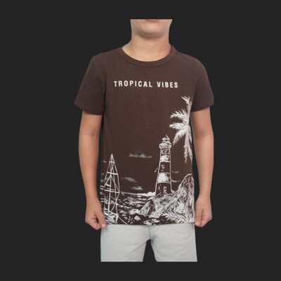 Foto Conjunto infantil masculino com estampa tropical,