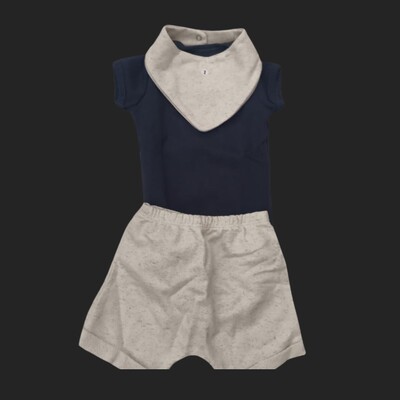 Foto👶✨ Body com Babador e Short Masculino Bebê – Conforto e Estilo que a pele do bebe merece