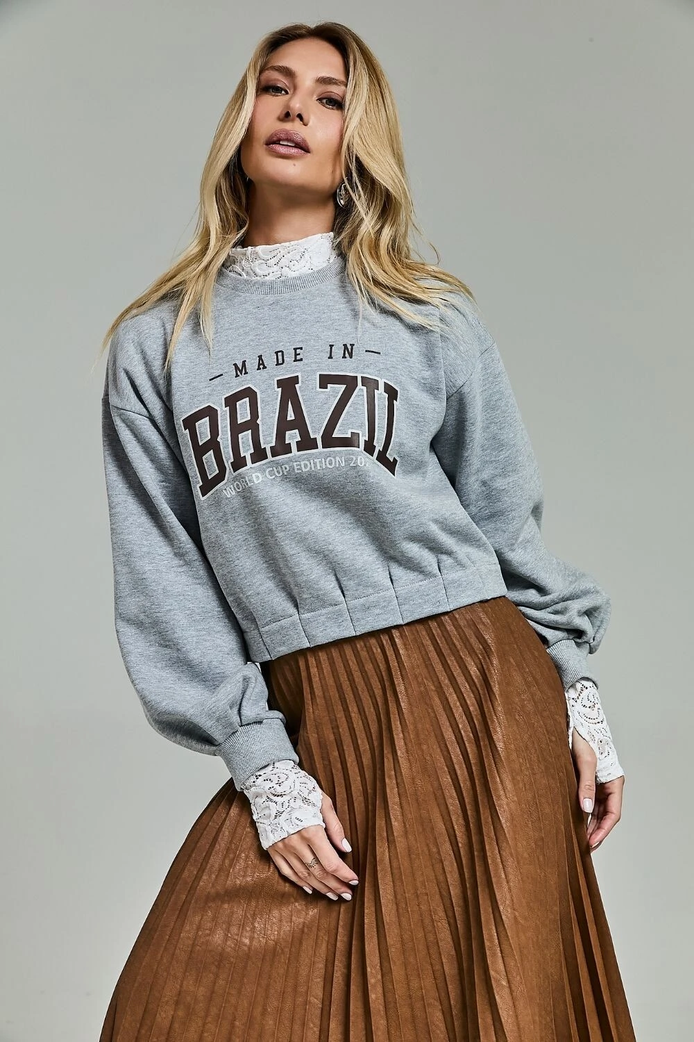 FotoBlusa Em Moletom Brasil Com Pregas