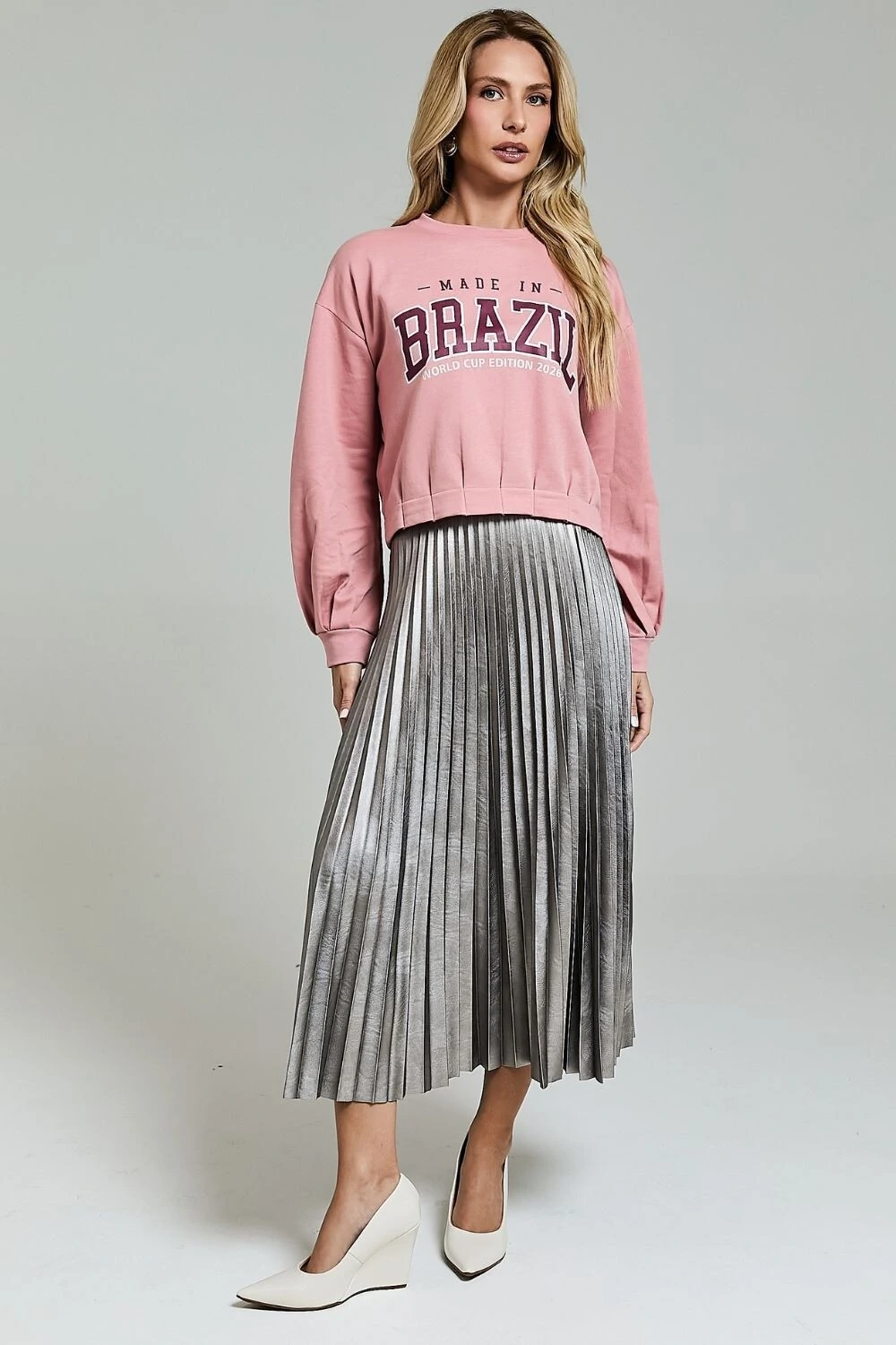 FotoBlusa Em Moletom Brasil Com Pregas