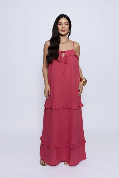 Foto Vestido Amplo Detalhe Recorte Babados