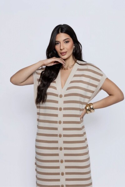 FotoVestido Amplo Tricot Listrado