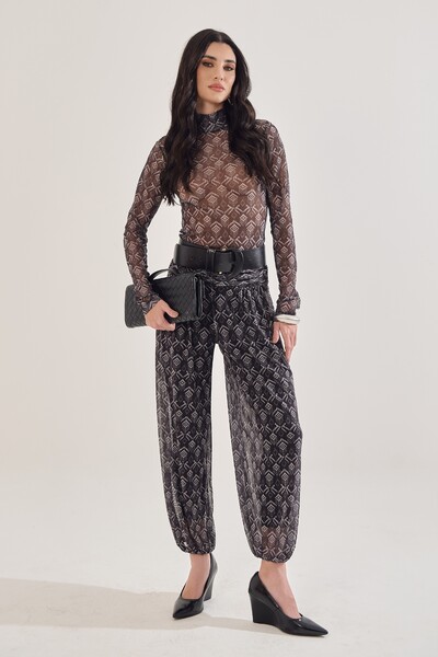 Foto Calça Harem Em Tule Estampado Com Forro