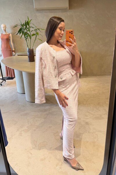 Foto Saia Longa Malha Tweed