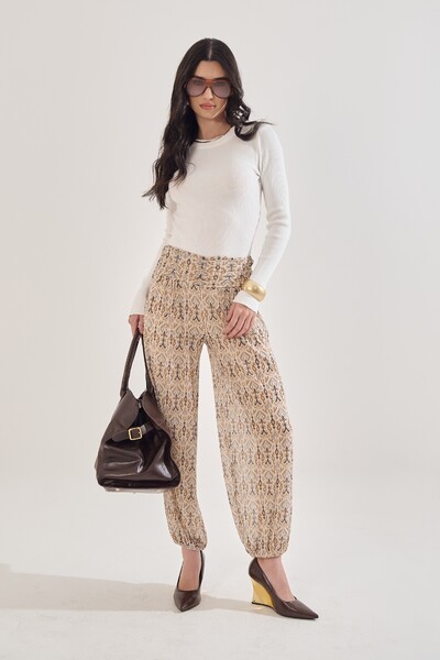 Foto Calça Harem Em Tule Estampado Com Forro