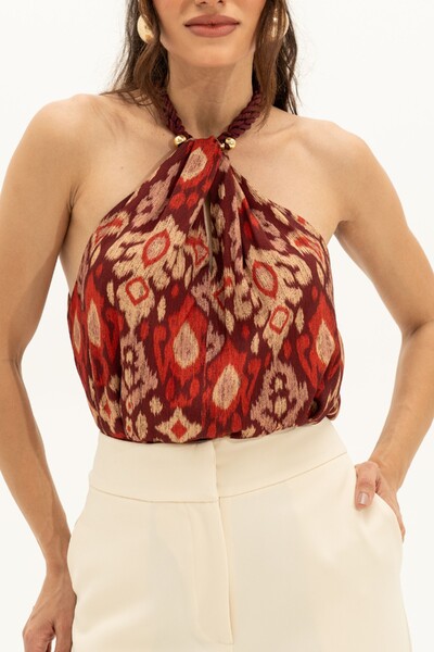 Foto Blusa Colar Estampa Tapeçaria
