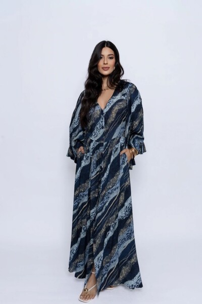 Foto Vestido Longo Estampa Marmorizada