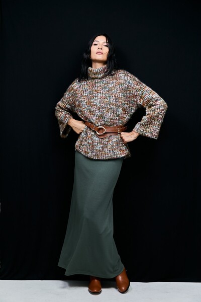 FotoBlusa Gola Alta Oversized Multicolorida