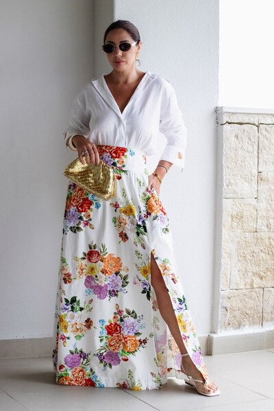 Foto Saia Maxi Tricoline Floral